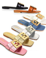 Kira Signature Flat Sandals Denim - Palazzo Couture Online