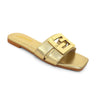 Kira Signature Flat Sandals Gold - Palazzo Couture Online