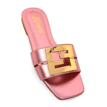 Kira Signature Flat Sandals Pink - Palazzo Couture Online