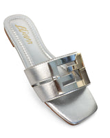 Kira Signature Flat Sandals Silver - Palazzo Couture Online