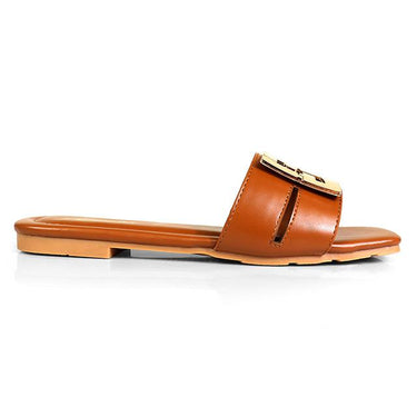 Kira Signature Flat Sandals Tan - Palazzo Couture Online