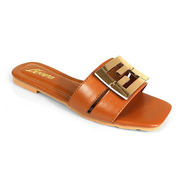 Kira Signature Flat Sandals Tan - Palazzo Couture Online