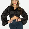 Knotted Satin  Effect Top (Black) for women - crop top by Palazzo Couture