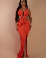 Knotted Temptation Cut - Out Maxi Dress - Orange - Palazzo Couture Online