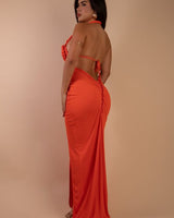 Knotted Temptation Cut - Out Maxi Dress - Orange - Palazzo Couture Online
