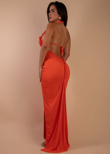 Knotted Temptation Cut - Out Maxi Dress - Orange - Palazzo Couture Online