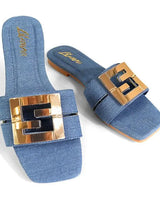 Kyra Signature Flat Sandals Denim - women's fashion sandals