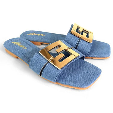 Kyra Signature Flat Sandals Denim for women - stylish shoes by Palazzo Couture
