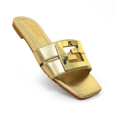 Kyra Signature Flat Sandals Gold - women's fashion sandals