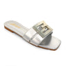 Kyra Signature Flat Sandals Silver for women - stylish shoes by Palazzo Couture