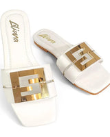 Kyra Signature Flat Sandals White for women - stylish shoes by Palazzo Couture