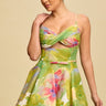 La Fleur Ultra Flare Mini Dress Lime Multi - Palazzo Couture Online