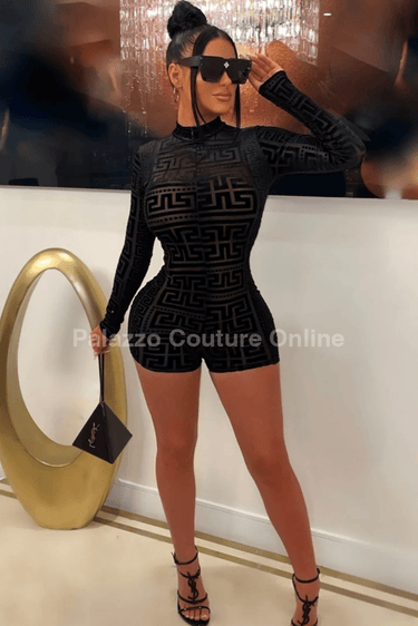 La Mía Black Romper - Palazzo Couture Online