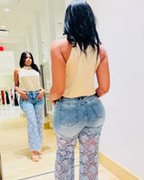 Lace Allure Denim Pants - Palazzo Couture Online