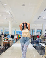 Lace Allure Denim Pants - Palazzo Couture Online