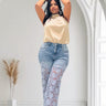 Lace Allure Denim Pants - Palazzo Couture Online