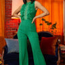 Lace and Crochet Detailed Top Fashion Jumpsuit (Kelly Green) for women - stylish jumpsuit by Palazzo Couture