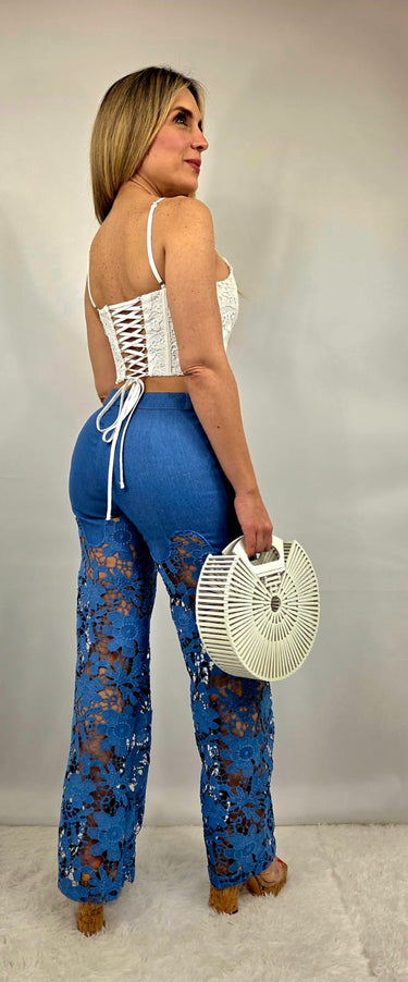 Lace Elegance Two - Piece Pant Set - Palazzo Couture Online