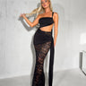 Women's Black maxi dress cut-out style back view