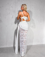 Laced Muse Cut - Out Maxi Dress - Ivory - Palazzo Couture Online