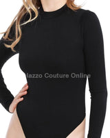 Women's Black bodysuit fitted style back view