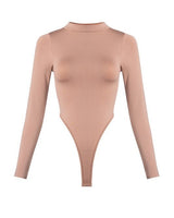 Lara High Crotch Mockneck Bodysuit (Nude) - Palazzo Couture Online