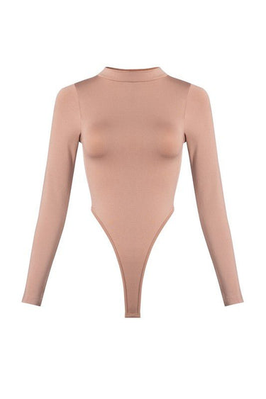 Lara High Crotch Mockneck Bodysuit (Nude) - Palazzo Couture Online