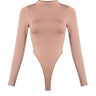 Lara High Crotch Mockneck Bodysuit (Nude) front view showing bodysuit silhouette and fit