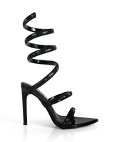 Laurent Rhinestone Spiral Heels Black - Palazzo Couture Online