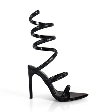 Laurent Rhinestone Spiral Heels Black - Palazzo Couture Online