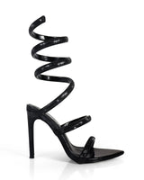 Laurent Rhinestone Spiral Heels Black - women's fashion sandals