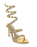 Laurent Rhinestone Spiral Heels Gold - Palazzo Couture Online