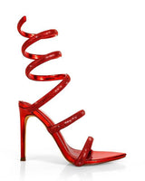Laurent Rhinestone Spiral Heels Red - Palazzo Couture Online