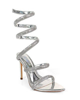 Laurent Rhinestone Spiral Heels Silver - Palazzo Couture Online