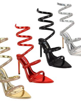 Laurent Rhinestone Spiral Heels Silver - elegant heels for going out and events