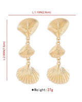 Layered Metal Seashell Drop Earrings (Gold) - trendy women's jewelry