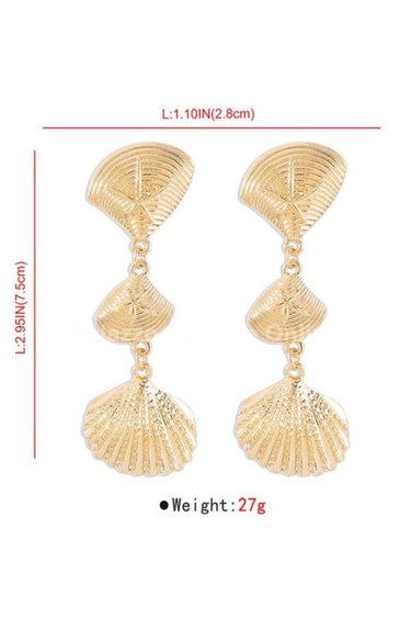 Layered Metal Seashell Drop Earrings (Gold) - Palazzo Couture Online