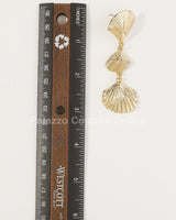 Layered Metal Seashell Drop Earrings (Gold) - Palazzo Couture Online