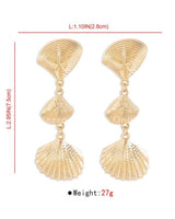 Layered Metal Seashell Drop Earrings (Silver) - Palazzo Couture Online
