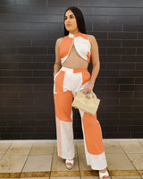 Lea Pants Set (Orange) - Palazzo Couture Online