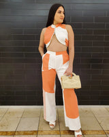 Women's Orange pant set matching style back view
