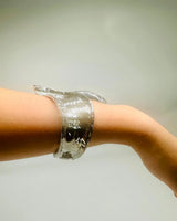 Leaf Luxe Cuff Bangle (Silver) - women's statement jewelry