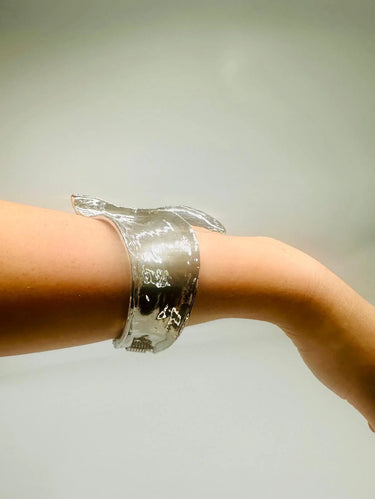 Leaf Luxe Cuff Bangle (Silver) - women's statement jewelry