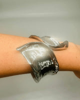 Leaf Luxe Cuff Bangle (Silver) for women - fashion jewelry by Palazzo Couture