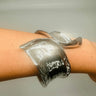 Leaf Luxe Cuff Bangle (Silver) for women - fashion jewelry by Palazzo Couture