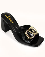 Leana Luxe Block Heels Black - Palazzo Couture Online
