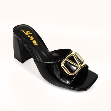 Leana Luxe Block Heels Black - Palazzo Couture Online