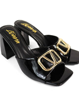 Leana Luxe Block Heels Black - Palazzo Couture Online