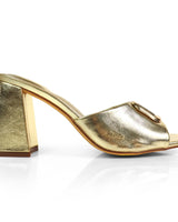 Leana Luxe Block Heels Gold - trendy women's footwear