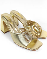Leana Luxe Block Heels Gold - chic shoes by Palazzo Couture